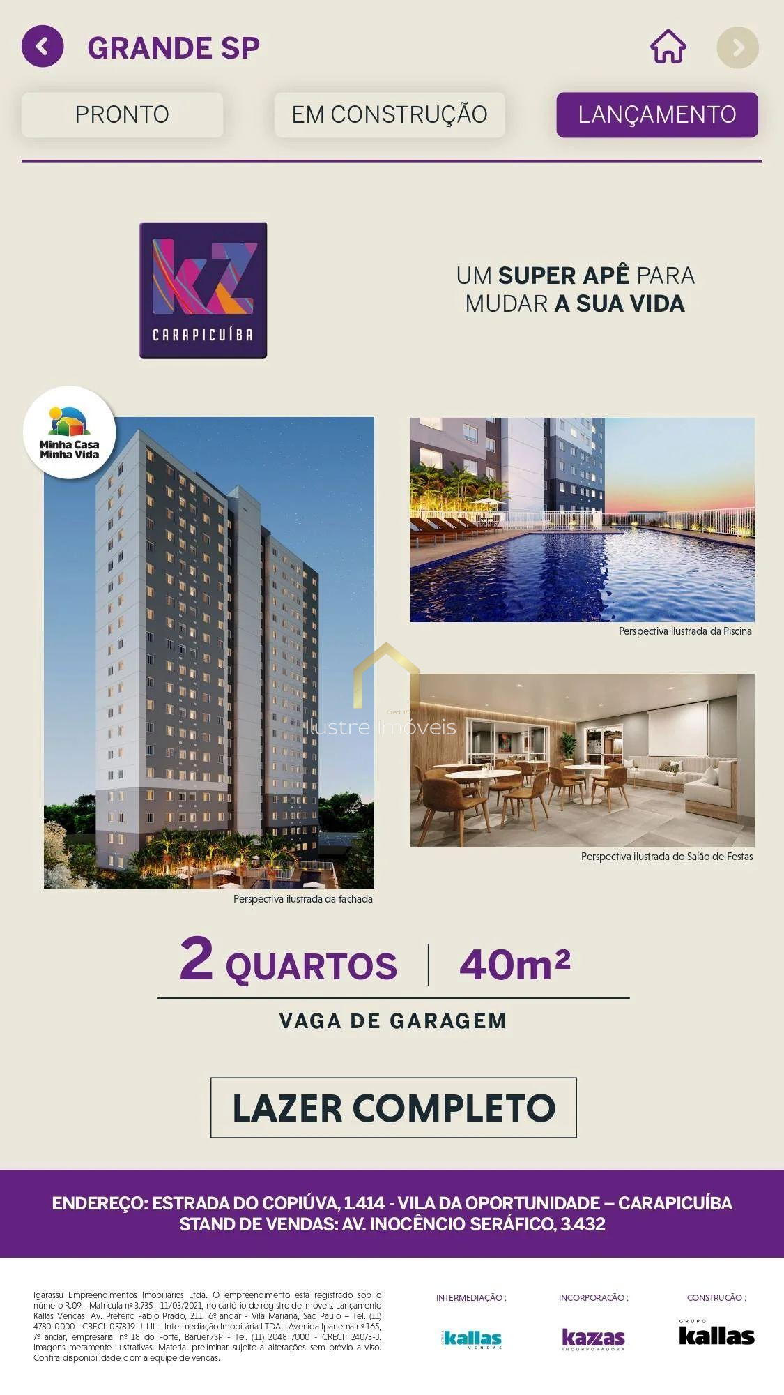 Apartamento à venda com 2 quartos, 40m² - Vila da Oportunidade,Carapicuíba