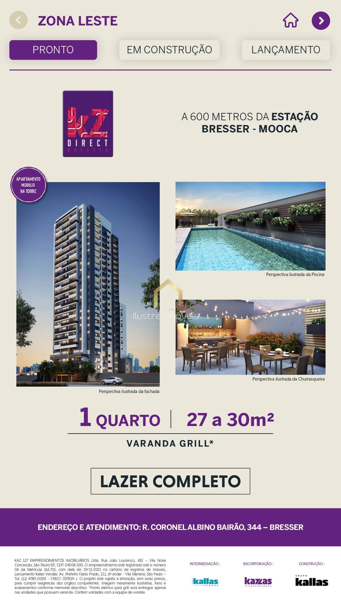 Studio à venda com 1 quarto, 27,35m² - Belenzinho,São Paulo